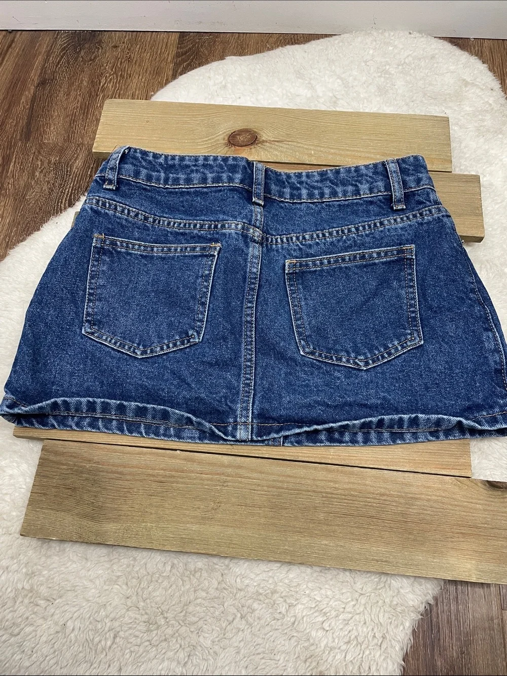 Edikted Medium Wash Denim Mini Skirt - Picture 3 of 3